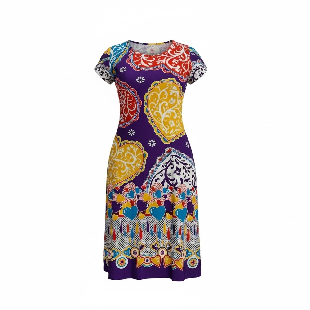Baju Batik Aladdin Medium Purple Heart Paisley Print Cap Sleeve Indonesia Boho‎